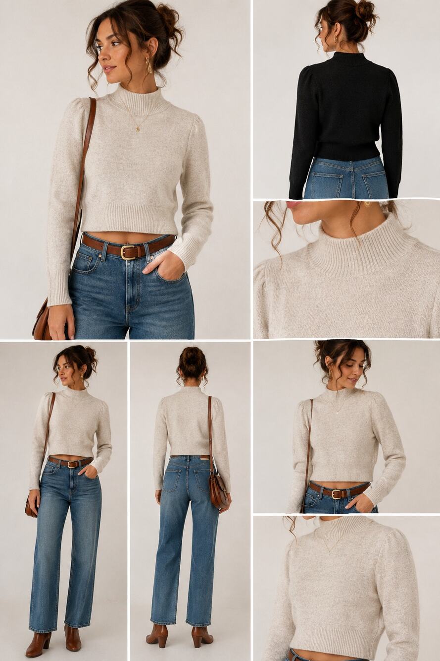 Madewell Alpaca Blend Mockneck Sweater S Ivory Cropped Quiet Luxury Capsule